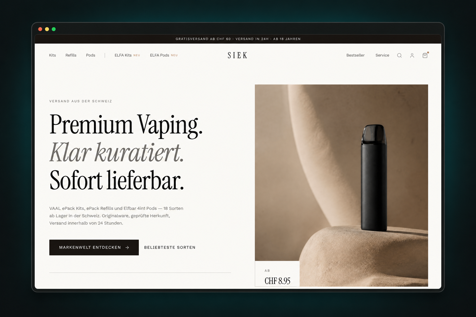 Vorschau der Website siek-shop.ch